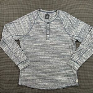 American Eagle Outfitters Mens XL Heather Blue Henley Long Sleeve Shirt